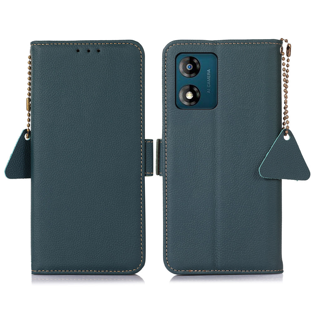 TJ Genuine Cow Leather Phone Case for Motorola Moto E13 4G RFID Blocking Wallet Phone Stand Cover TJ Genuine Cow Leather Phone Case for Motorola Moto E13 4G RFID Blocking Wallet Phone Stand Cover